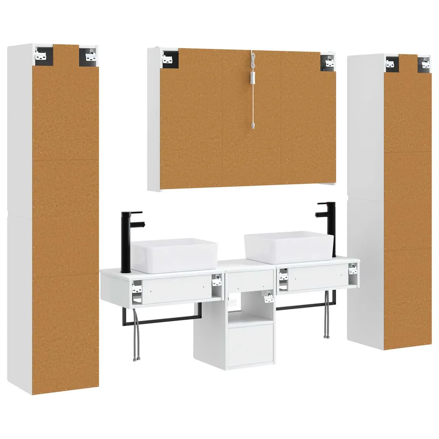 Ensemble de mobilier de salle de bain 6 pcs Blanc - 9