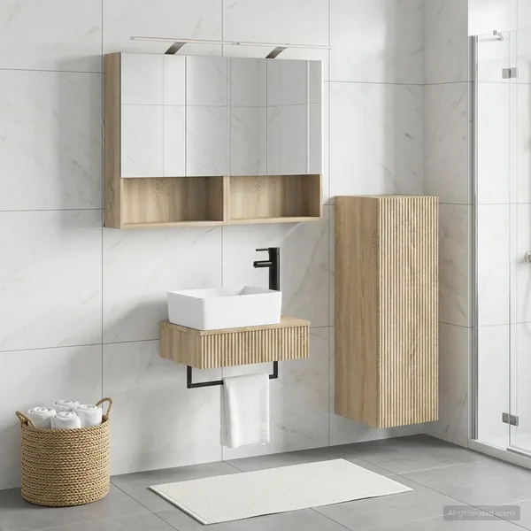 Ensemble d'armoire de salle de bain 4 pcs Chêne Sonoma