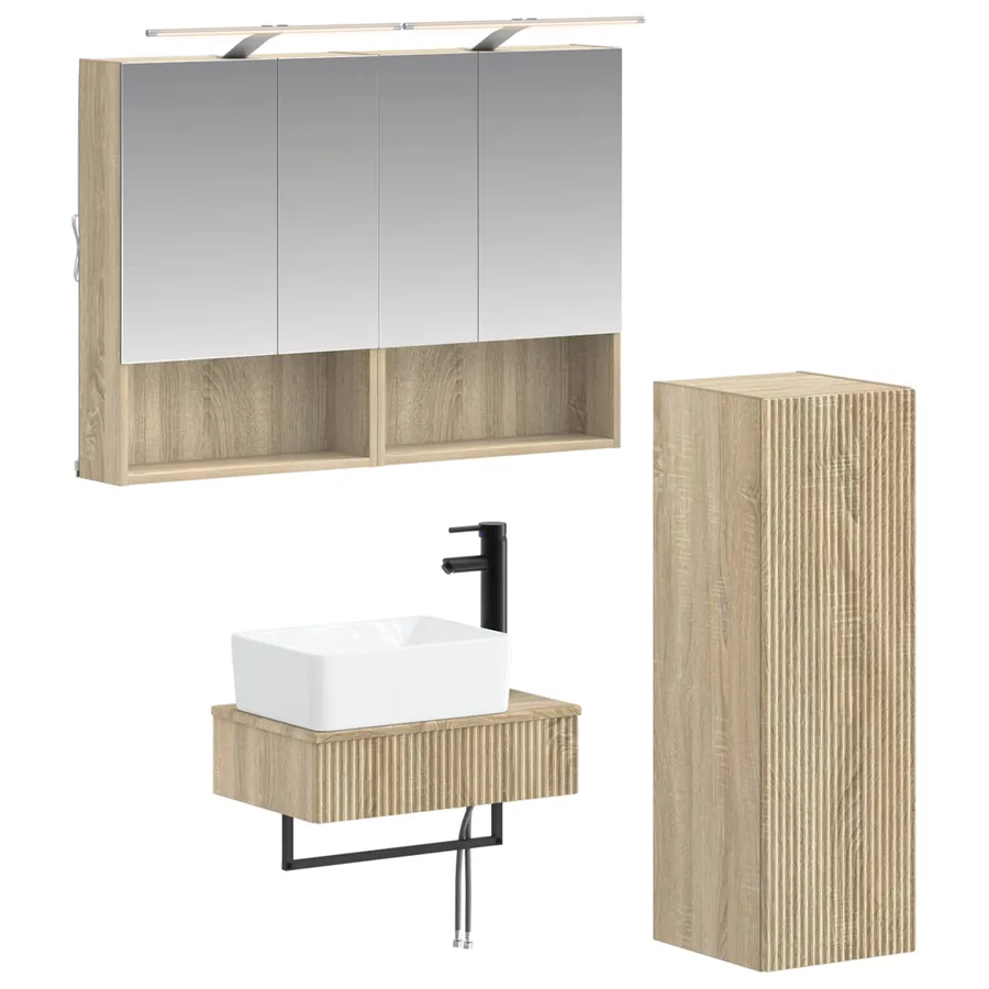 Ensemble d'armoire de salle de bain 4 pcs Chêne Sonoma - 2