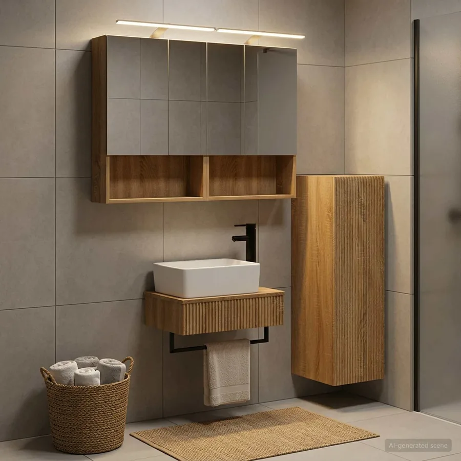 Ensemble d'armoire de salle de bain 4 pcs Chêne Sonoma - 4