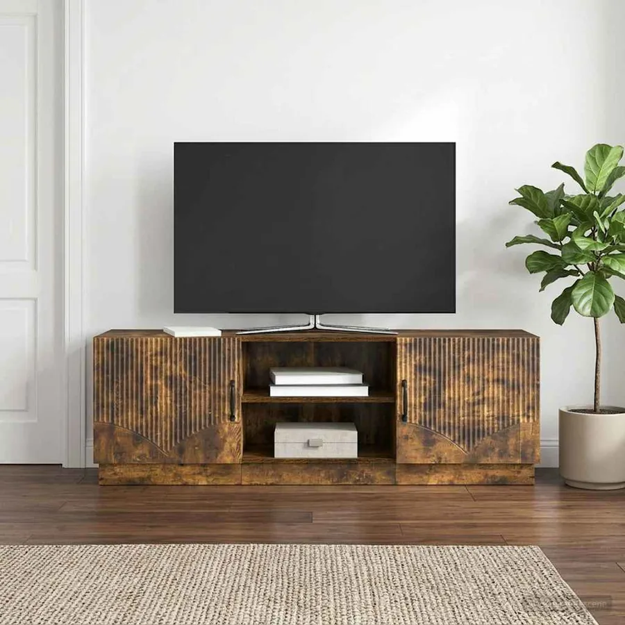 Meuble TV Chêne fumé 150 x 31 x 47 cm Bois d'ingénierie - 4