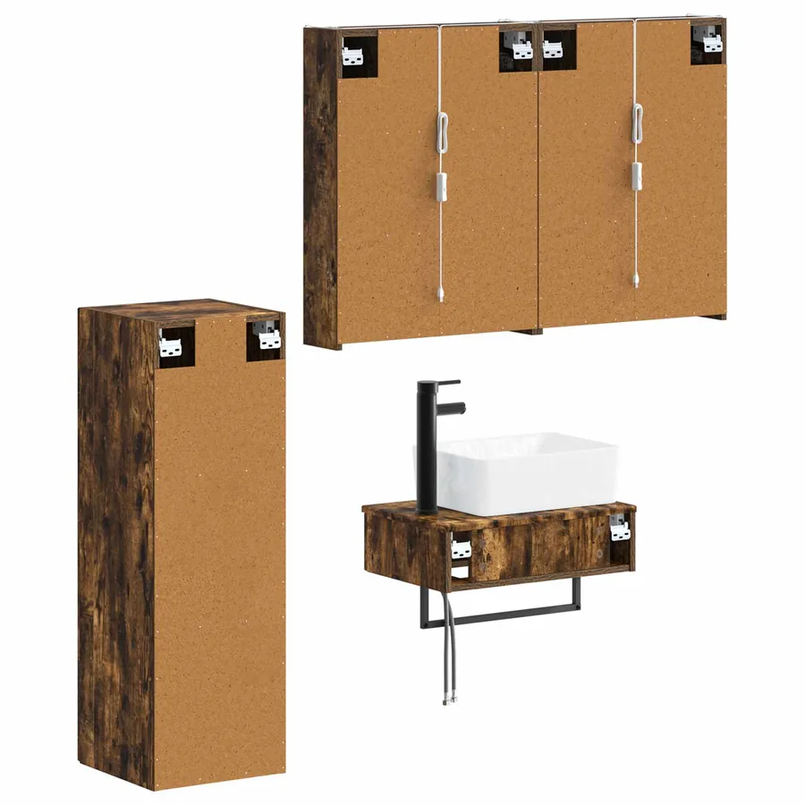 Ensemble de mobilier de salle de bain 4 pcs Chêne fumé - 5