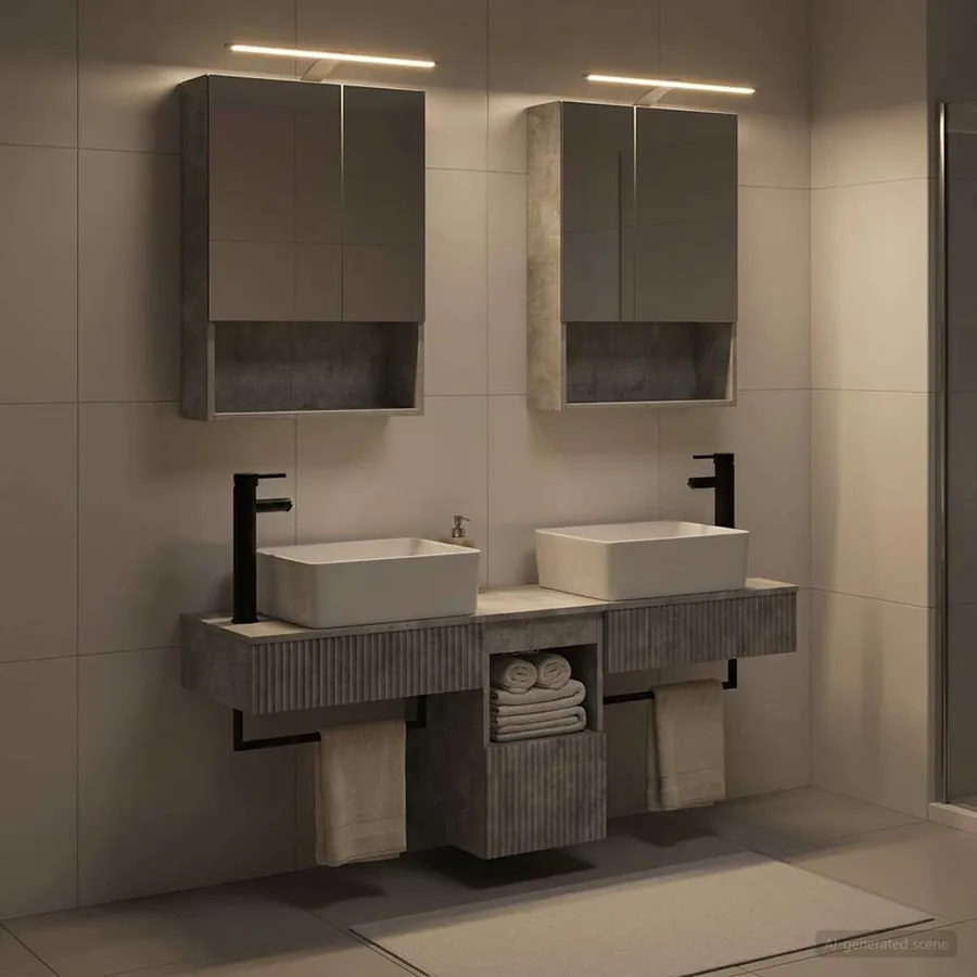 Ensemble d'armoire de salle de bain 5 pcs Gris béton