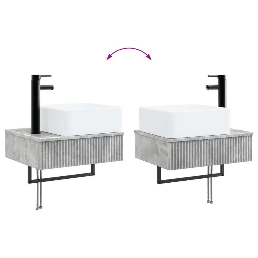 Ensemble d'armoire de salle de bain 5 pcs Gris béton - 13