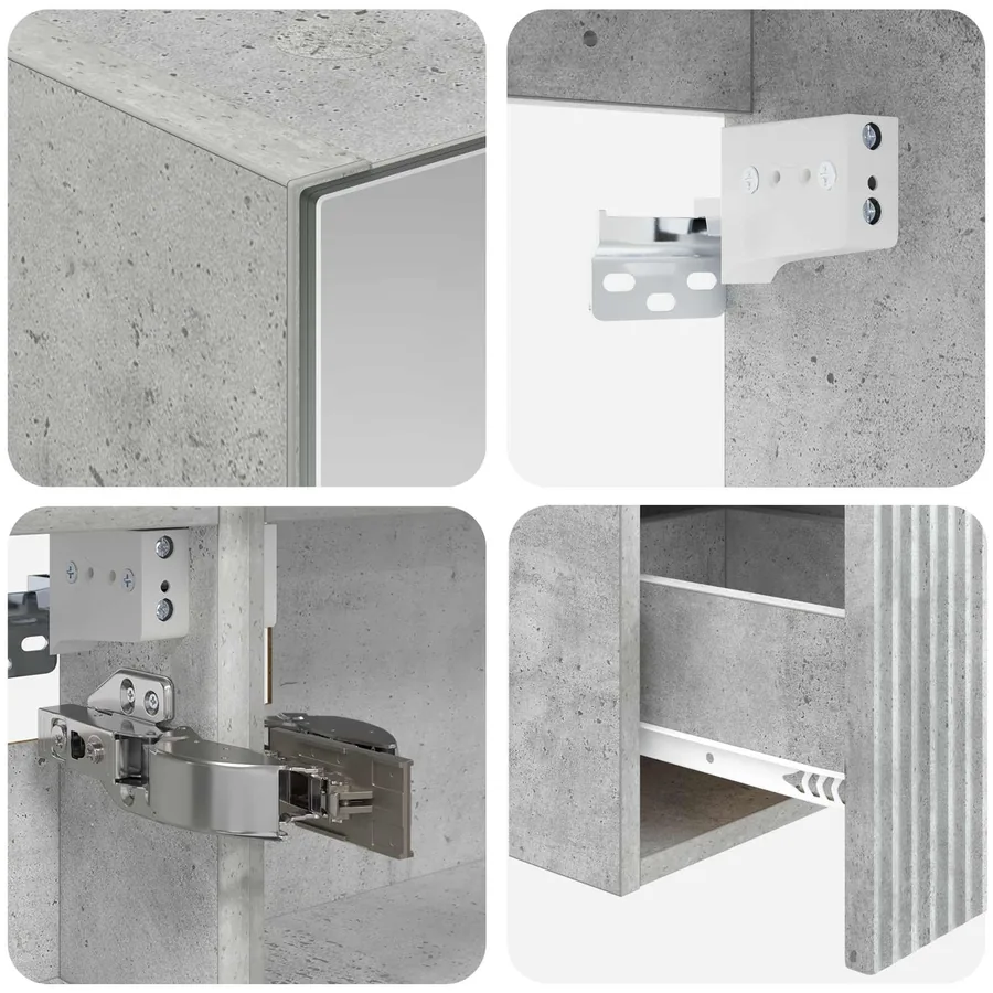 Ensemble d'armoire de salle de bain 5 pcs Gris béton - 9