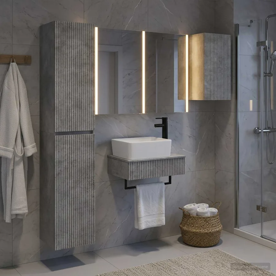 Ensemble de mobilier de salle de bain 5 pcs Gris béton