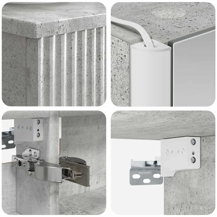 Ensemble de mobilier de salle de bain 5 pcs Gris béton - 10