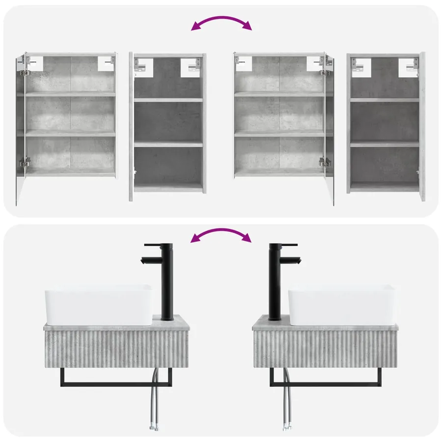 Ensemble de mobilier de salle de bain 5 pcs Gris béton - 14