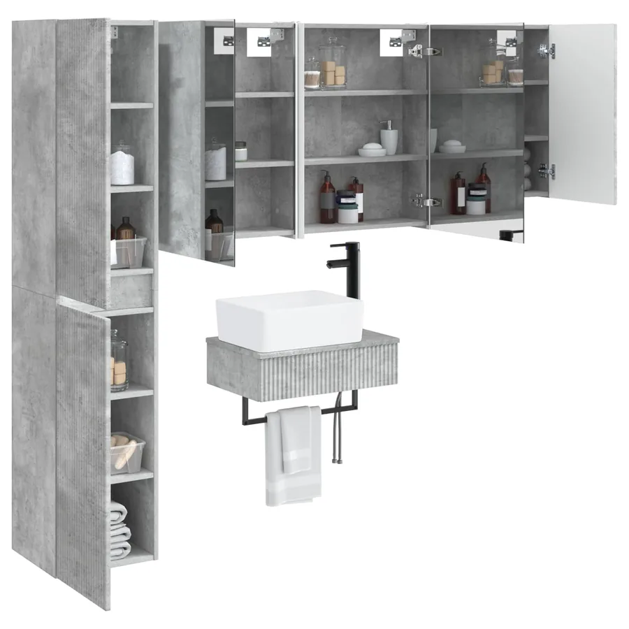 Ensemble de mobilier de salle de bain 5 pcs Gris béton - 3