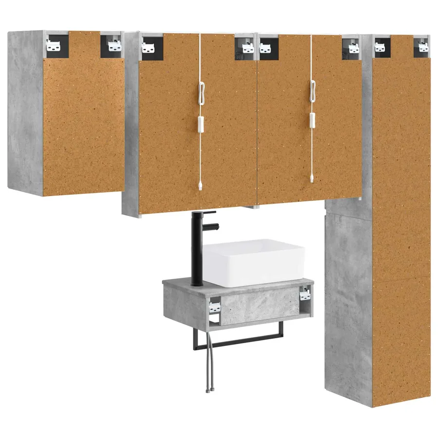 Ensemble de mobilier de salle de bain 5 pcs Gris béton - 9