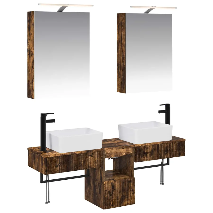 Ensemble d'armoire de salle de bain 5 pcs Chêne fumé - 2