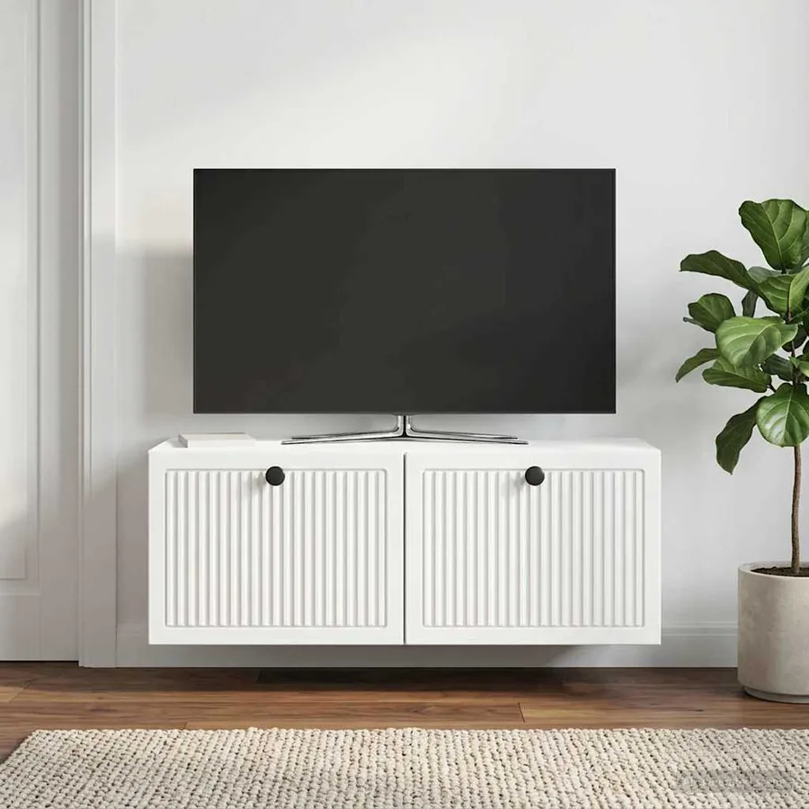 Meuble TV mural Blanc 78,5 x 31 x 30 cm Bois d'ingénierie