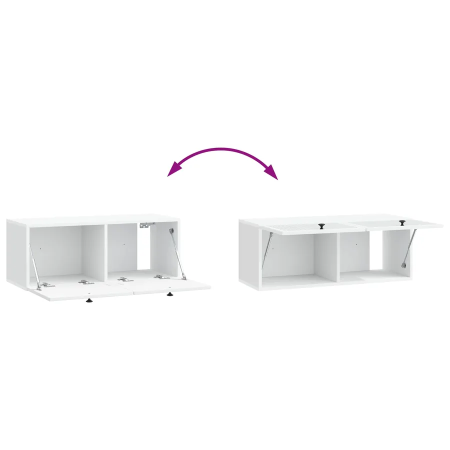 Meuble TV mural Blanc 78,5 x 31 x 30 cm Bois d'ingénierie - 8