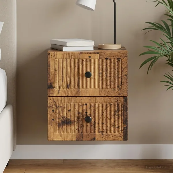 Cabinet de chevet mural Bois ancien 33 x 34,5 x 40 cm