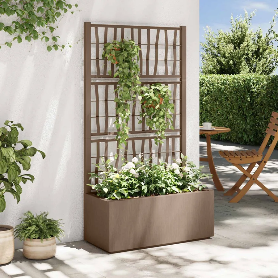 Bac à fleurs avec Treillis Marron 80 x 36 x 140 cm PP