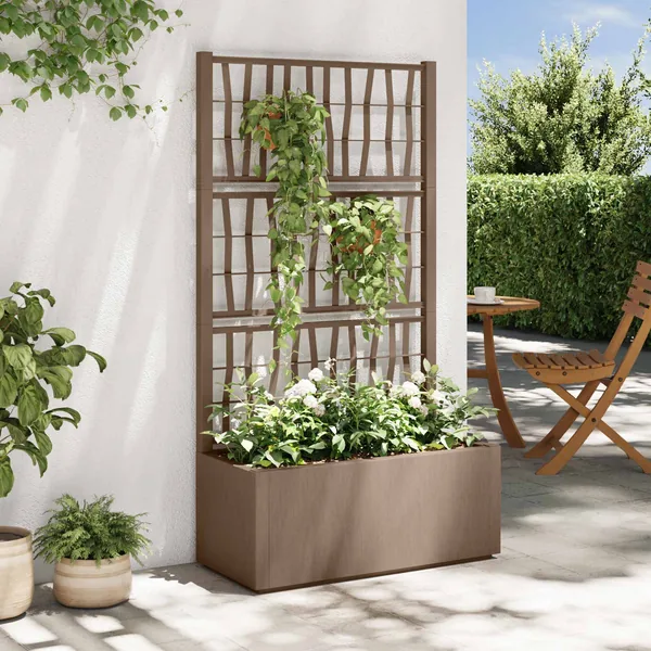 Bac à fleurs avec Treillis Marron 80 x 36 x 140 cm PP