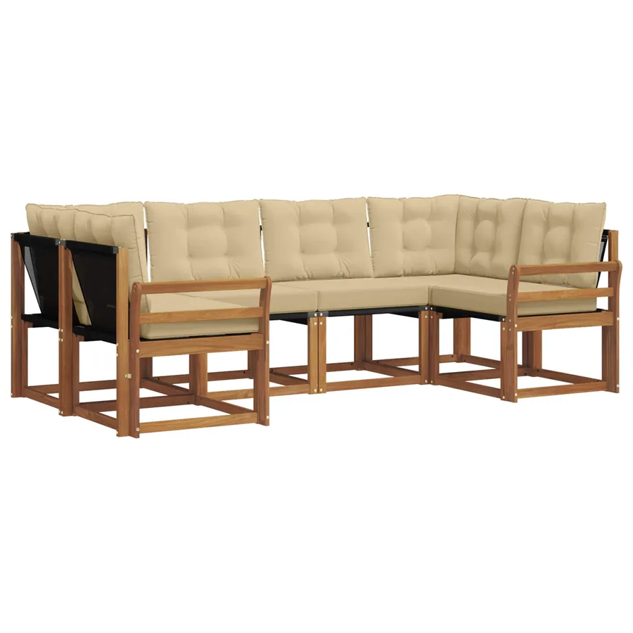 Ensemble de canapés d'extérieur 6 pcs Naturel et Beige - 2