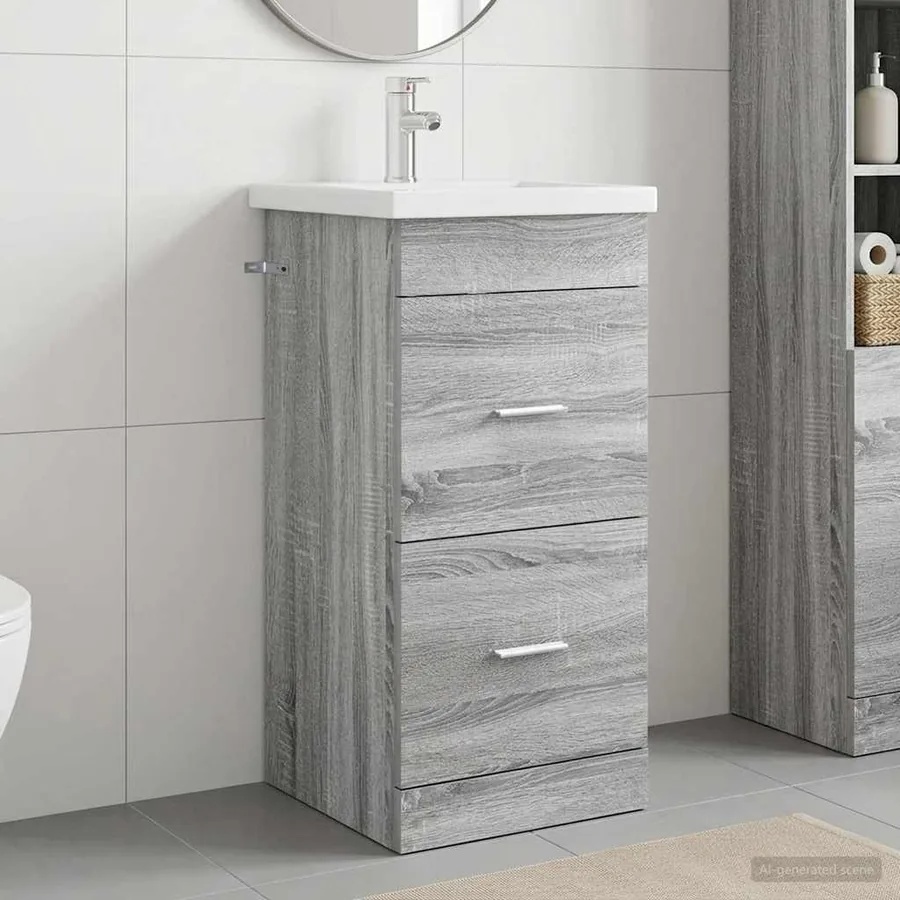 Meuble de salle de bain avec évier Sonoma gris