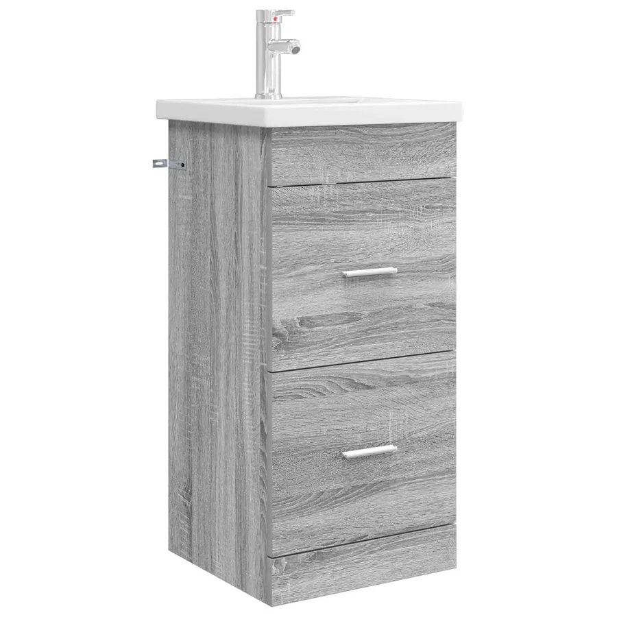 Meuble de salle de bain avec évier Sonoma gris - 2