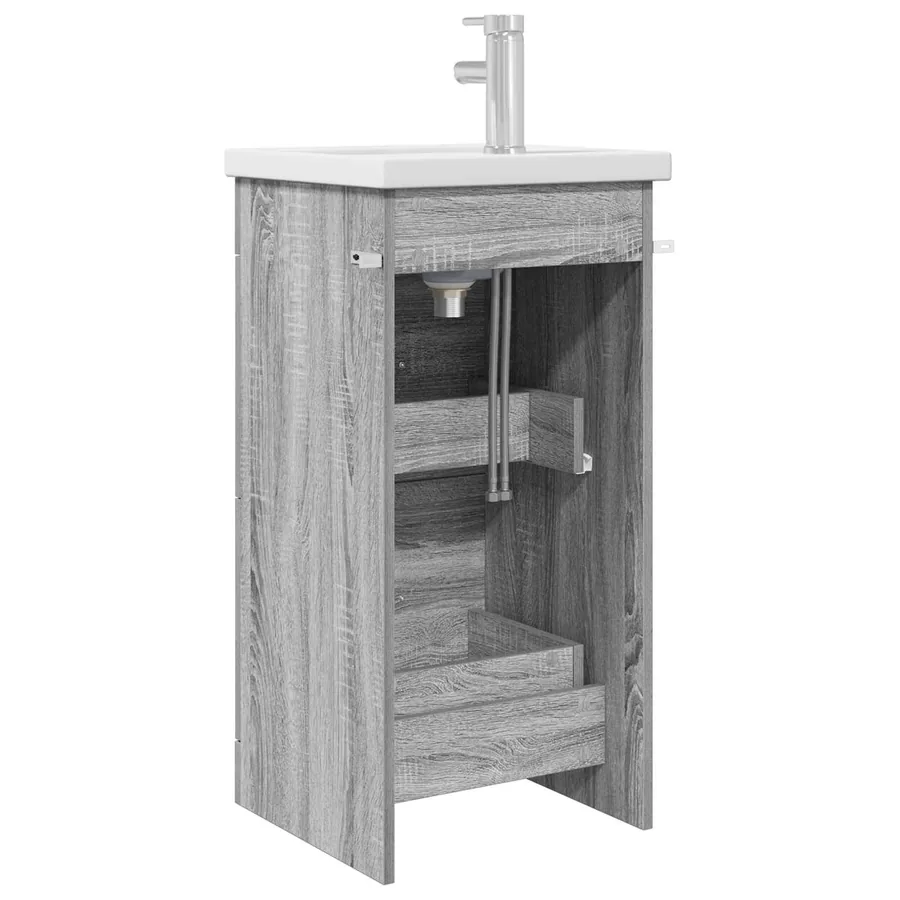 Meuble de salle de bain avec évier Sonoma gris - 5