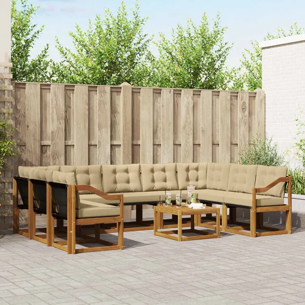 Ensemble de canapés d'extérieur 10 pcs Naturel et Beige