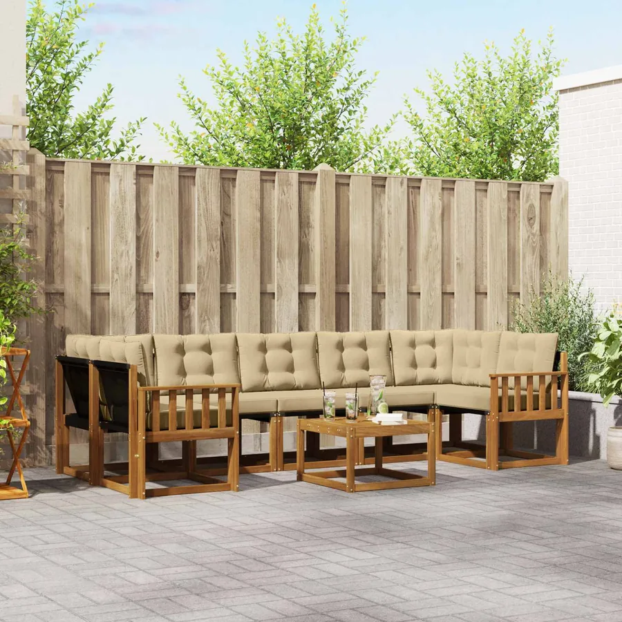 Ensemble de canapés d'extérieur 8 pcs Naturel et Beige