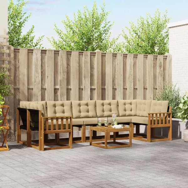 Ensemble de canapés d'extérieur 8 pcs Naturel et Beige