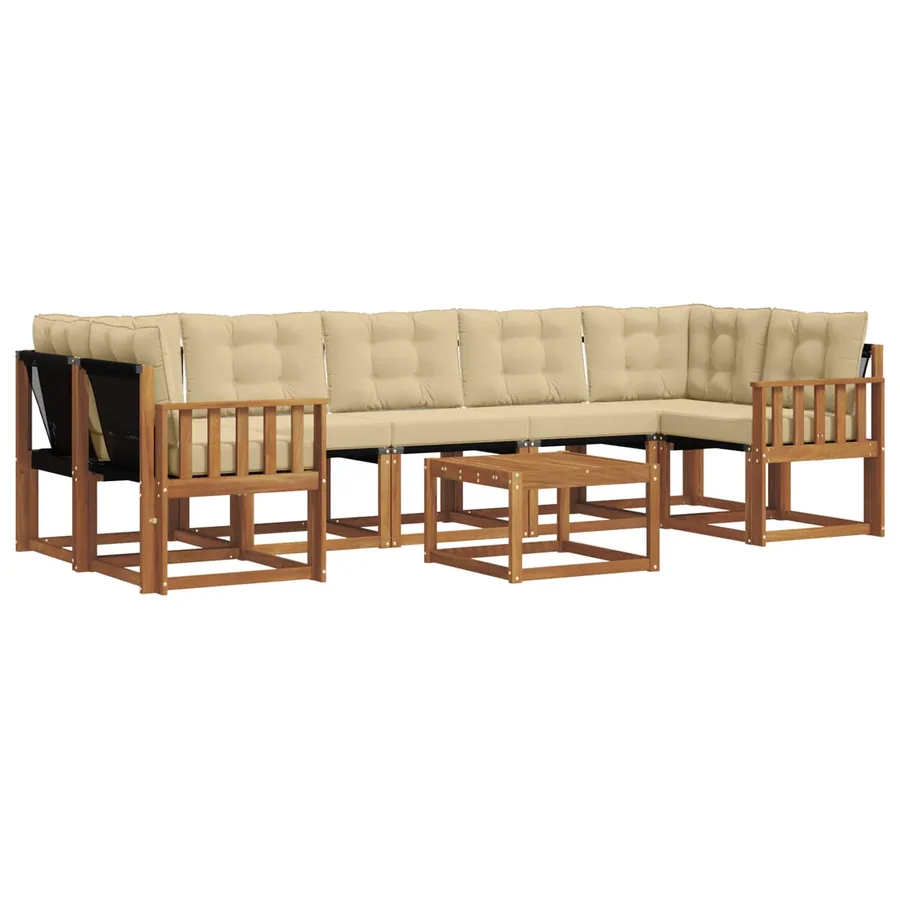Ensemble de canapés d'extérieur 8 pcs Naturel et Beige - 2