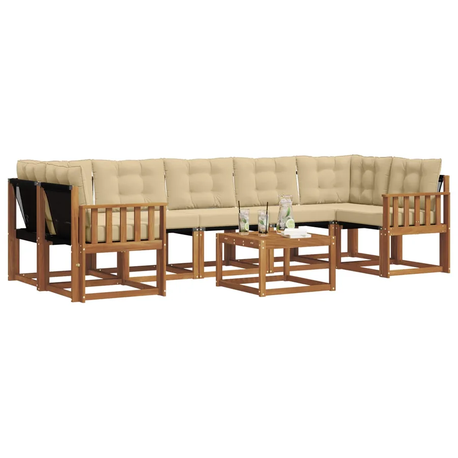 Ensemble de canapés d'extérieur 8 pcs Naturel et Beige - 3