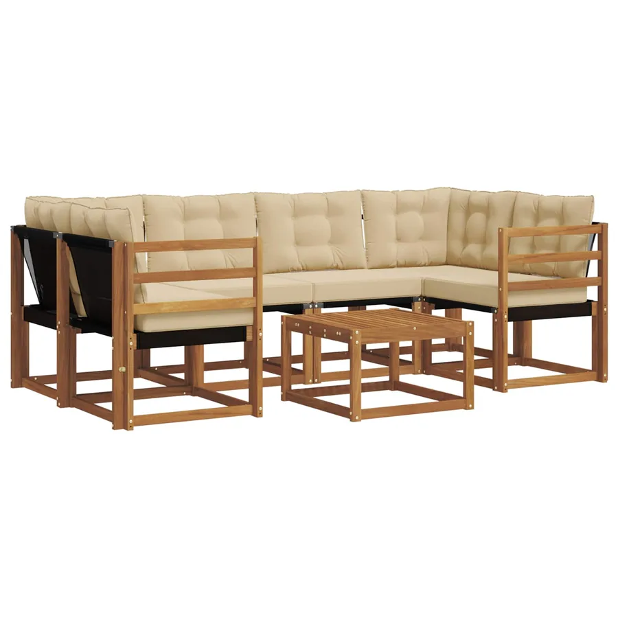 Ensemble de canapés d'extérieur 7 pcs Naturel et Beige - 2