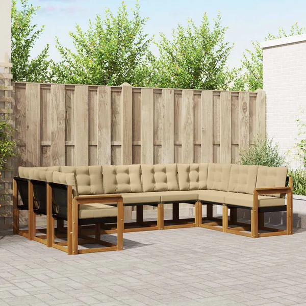 Ensemble de canapés d'extérieur 9 pcs Naturel et Beige