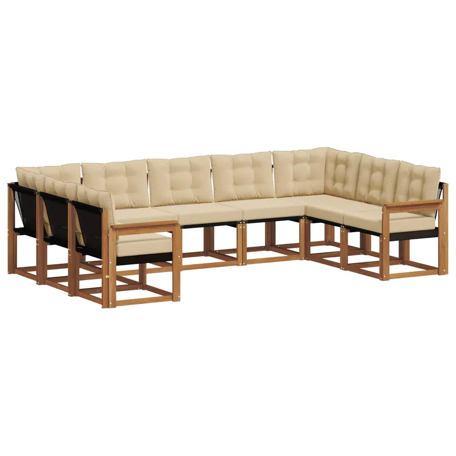 Ensemble de canapés d'extérieur 9 pcs Naturel et Beige - 2
