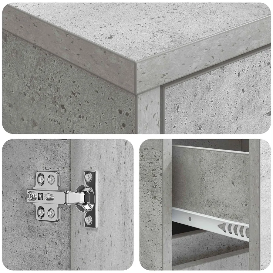 Armoire de salle de bain Gris béton 30 x 33 x 190 cm - 6