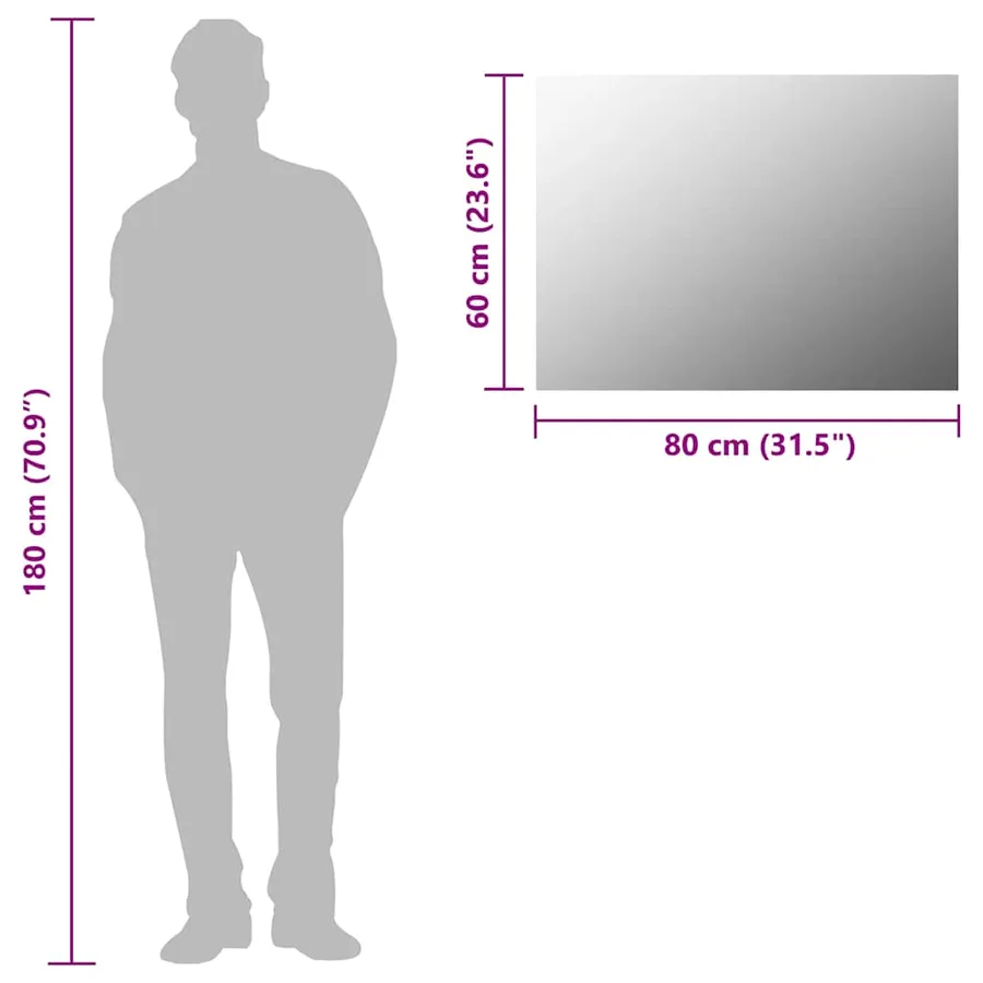 Miroir sans cadre 80x60 cm Verre - 8