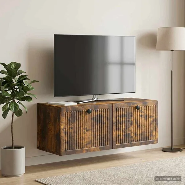 Meuble TV mural Chêne fumé 78,5 x 31 x 30 cm Bois d'ingénierie