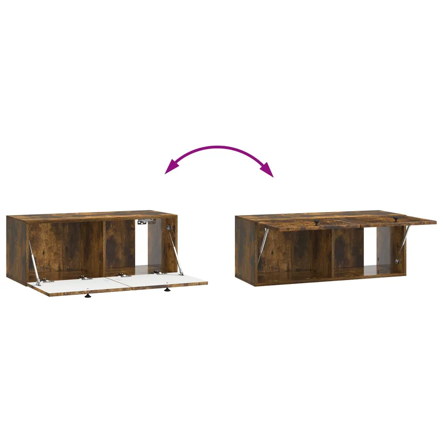 Meuble TV mural Chêne fumé 78,5 x 31 x 30 cm Bois d'ingénierie - 8