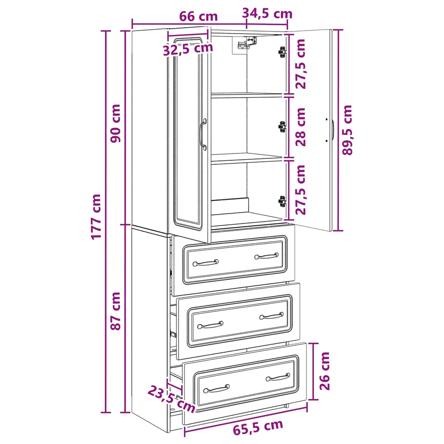 Ensemble de Meubles 2 pcs Bois ancien 66 x 34,5 x 87 cm - 9