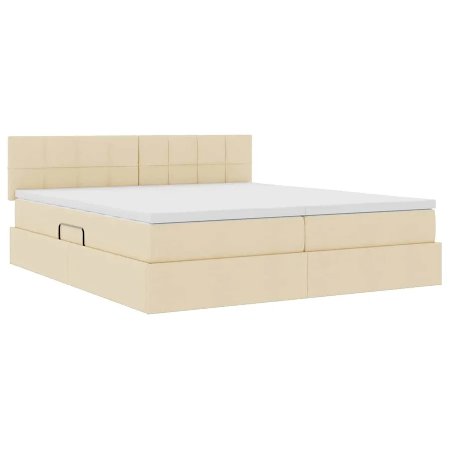 Lit de rangement LED avec matelas Crème 180 x 200 cm Tissu - 6
