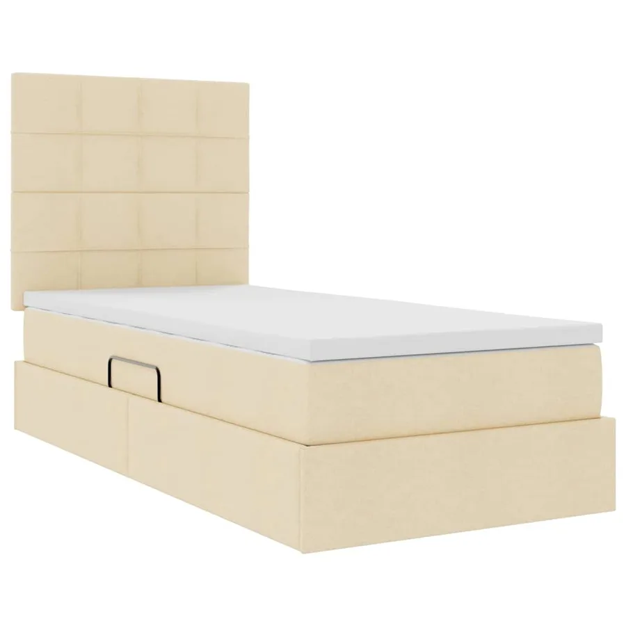 Lit avec rangement et matelas Crème 90 x 200 cm tissu - 5