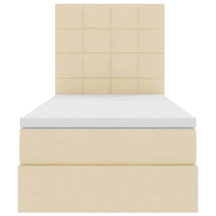 Lit avec rangement et matelas Crème 90 x 200 cm tissu - 7
