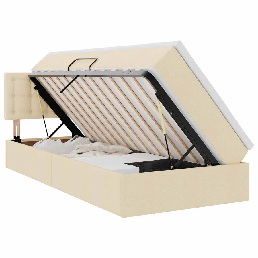 Lit avec rangement et matelas avec matelas Crème 90 x 200 cm - 2