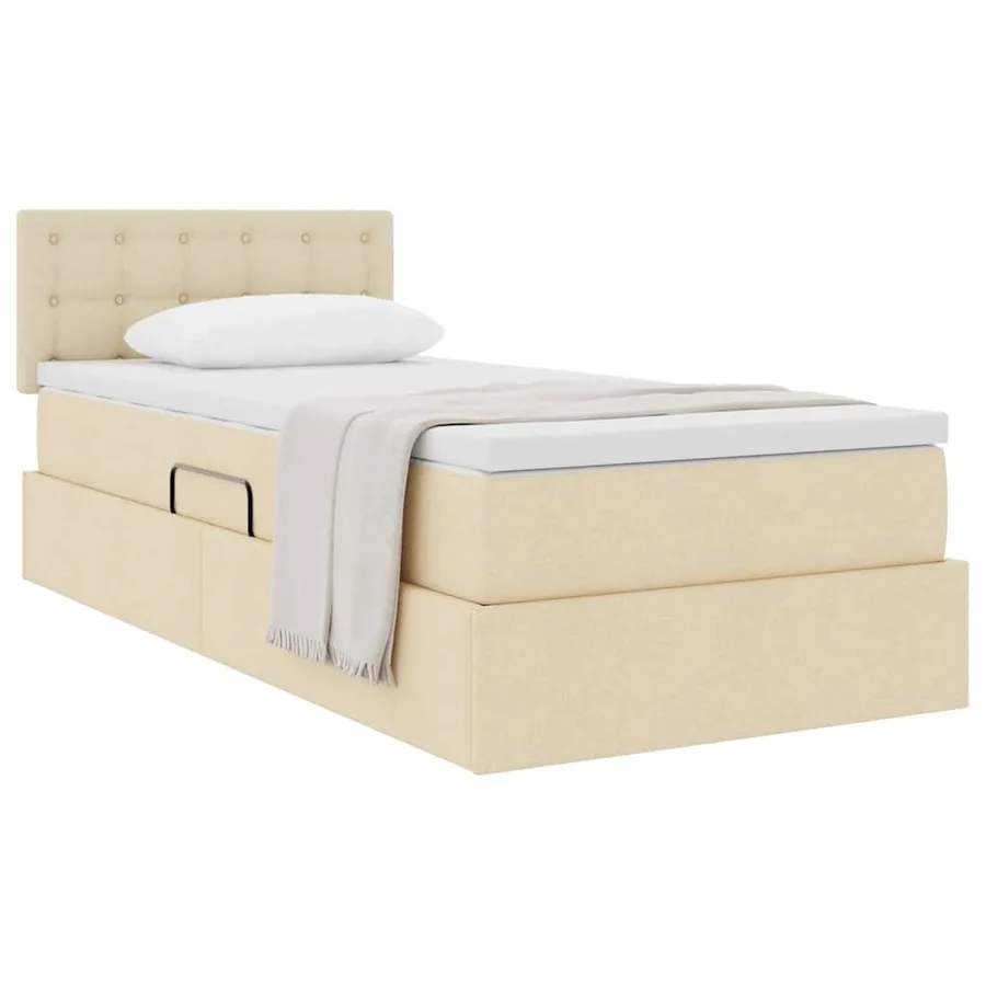Lit avec rangement et matelas avec matelas Crème 90 x 200 cm - 3