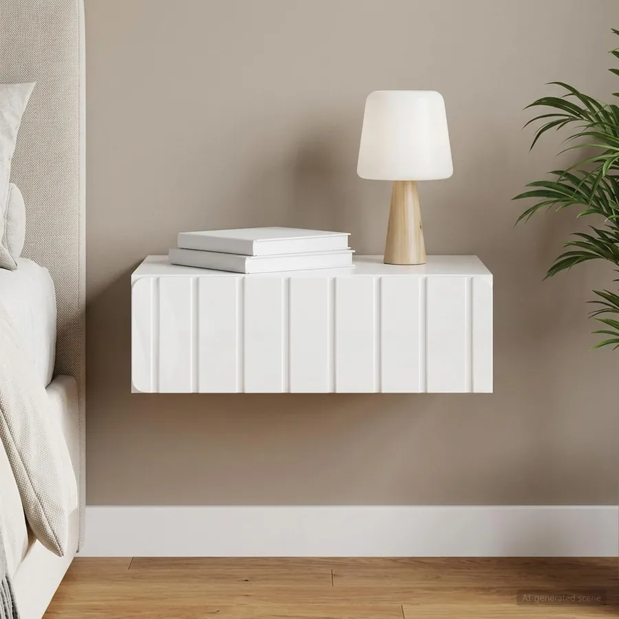 Table d'appoint murale Blanc brillant 59 x 34,5 x 17 cm