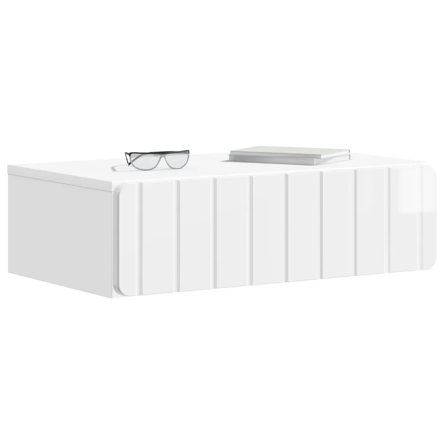 Table d'appoint murale Blanc brillant 59 x 34,5 x 17 cm - 3