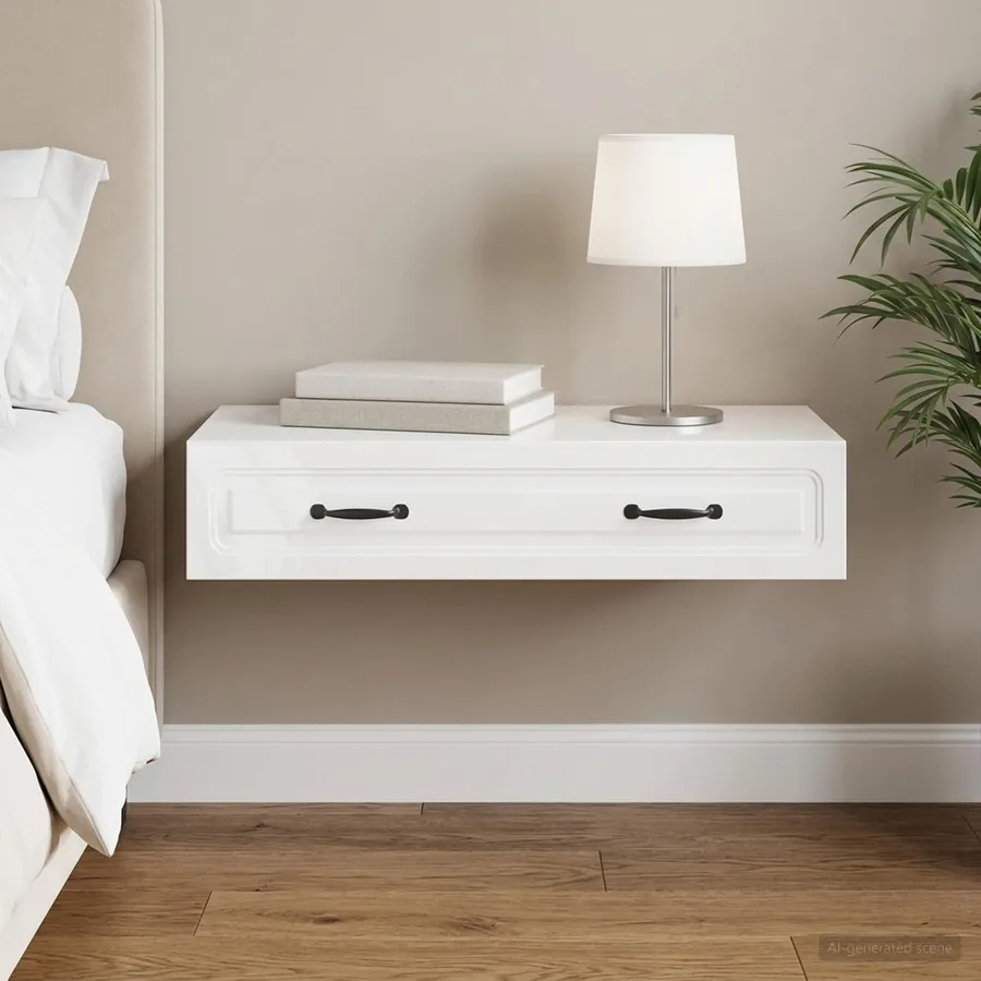 Table d'appoint murale Blanc brillant 87,5 x 34,5 x 17 cm