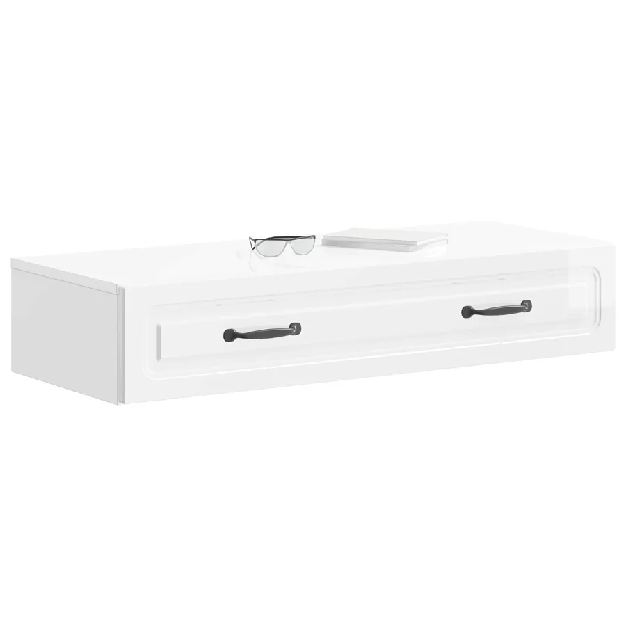 Table d'appoint murale Blanc brillant 87,5 x 34,5 x 17 cm - 3