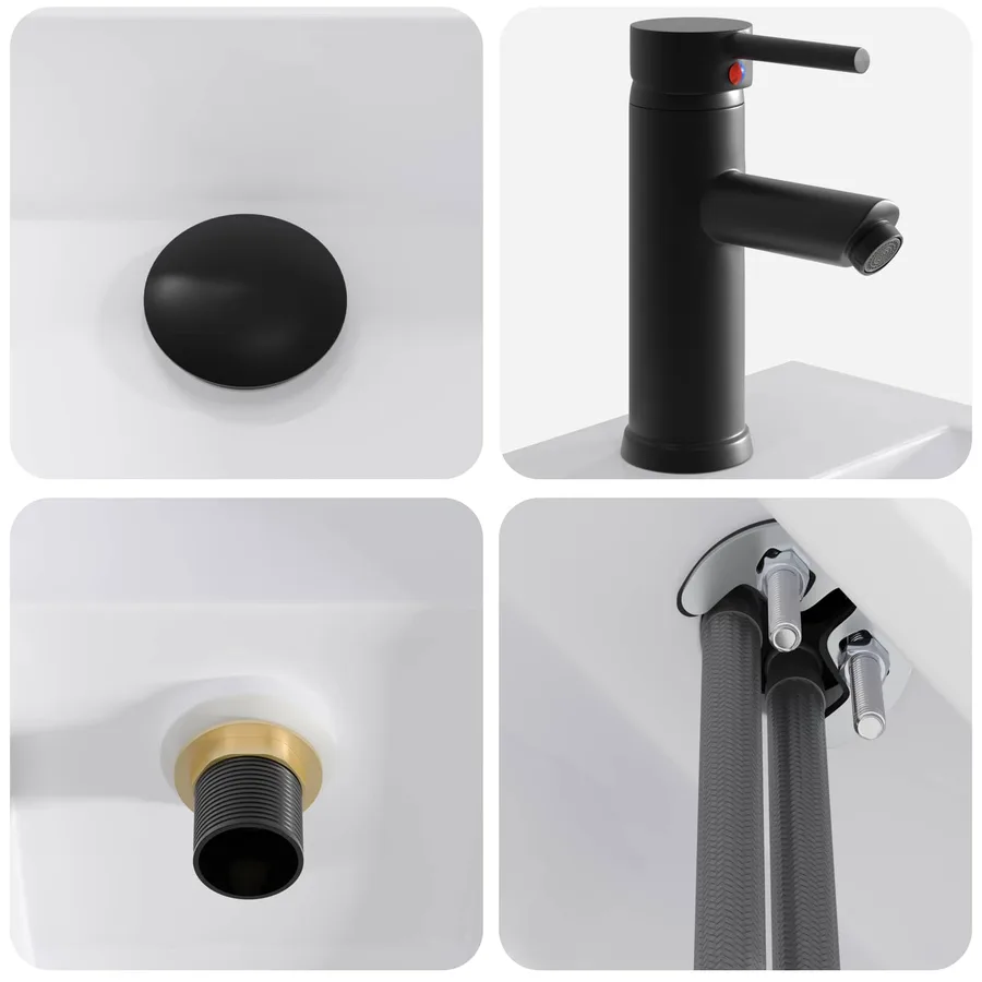 Lavabo de salle de bains Noir Mat 45,5 x 25,5 x 13 cm métal - 8