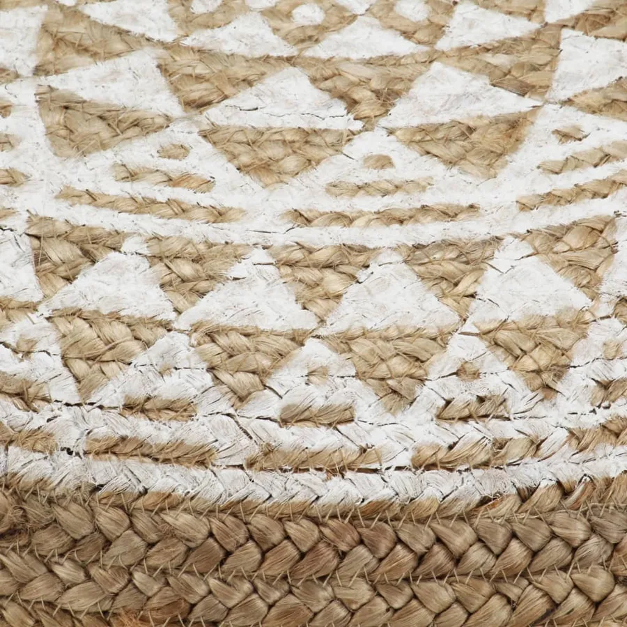 Pouf fait à la main Blanc 45x30 cm Jute - 3