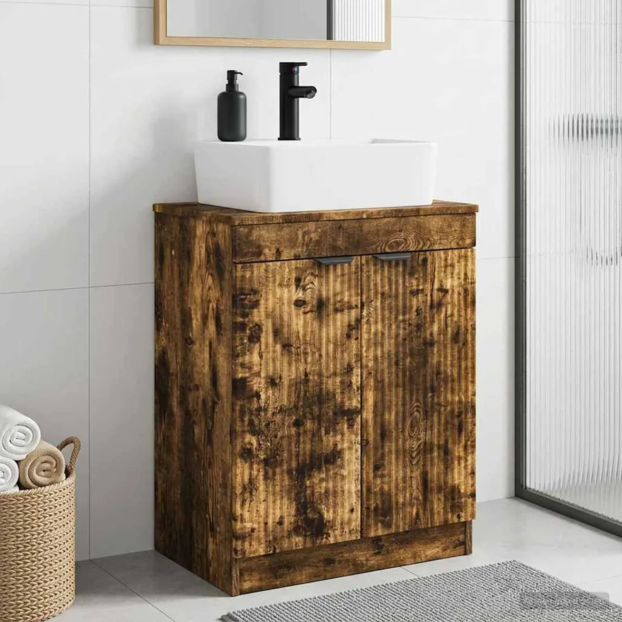 Meuble de salle de bain avec évier Chêne fumé 54 x 35 x 83 cm