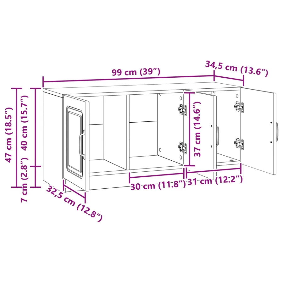 Meuble TV Chêne Sonoma 99 x 34,5 x 47 cm Bois d'ingénierie - 12